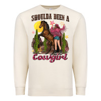 Sandshell shoulda been a cowgirl bucking horse Premium Sweatshirt - texasbilliewilder