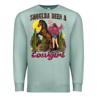 Seafoam shoulda been a cowgirl bucking horse Premium Sweatshirt - texasbilliewilder
