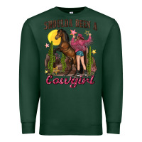 Sports Green shoulda been a cowgirl bucking horse Premium Sweatshirt - texasbilliewilder