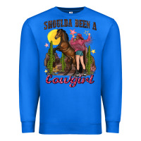 True Royal shoulda been a cowgirl bucking horse Premium Sweatshirt - texasbilliewilder