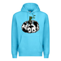 Ocean Blue watercolor cowhide halloween pumpkin Premium Hoodie - RanaPortraitStore