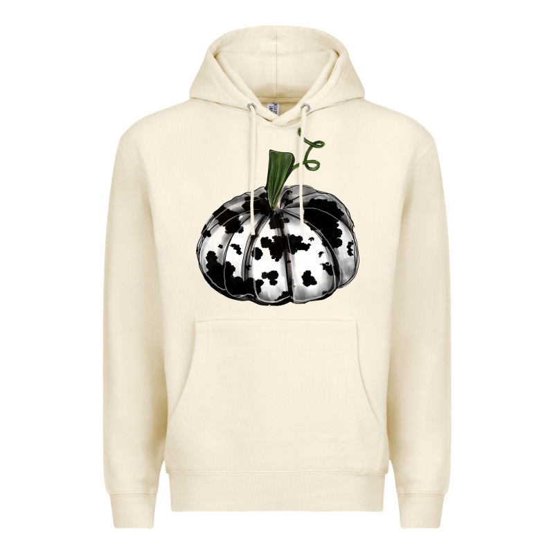 Watercolor Cowhide Halloween Pumpkin Premium Hoodie by RanaPortraitStore | Teevron