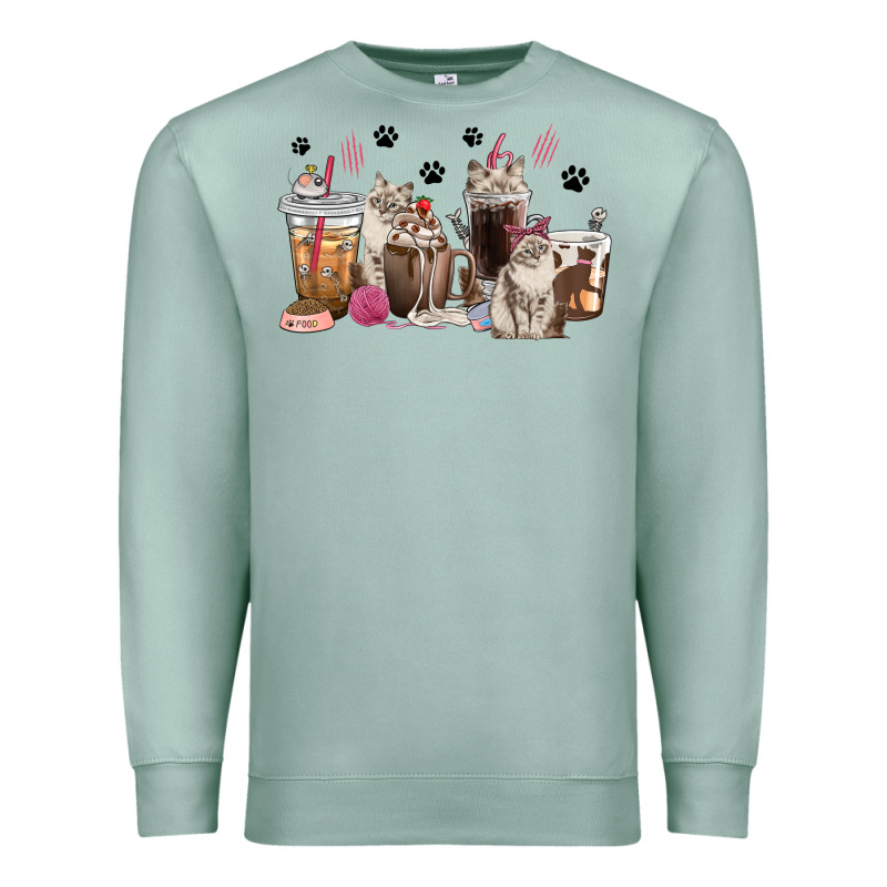 Siberian Cat Coffee Cups Premium Sweatshirt by texasbilliewilder | Teevron