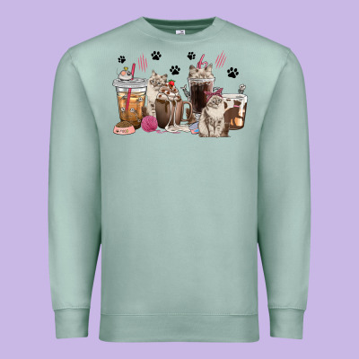 Premium Sweatshirt siberian cat coffee cups