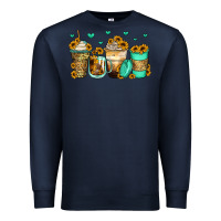 Navy sunflowers coffee cups Premium Sweatshirt - Zillion Design Studio