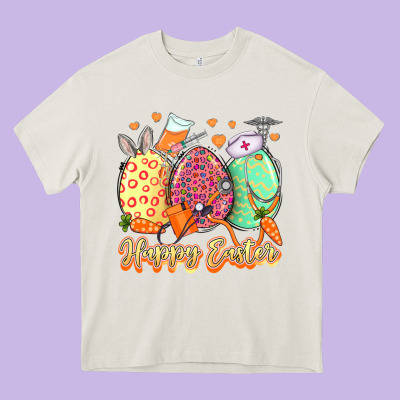 Happy Easter Eggs Nurse Heavy Core Tee Designed By Lillyallendesigns