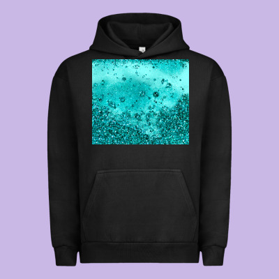 Turquoise Glitter Urban Hoodie Designed By Jahusdesignshop