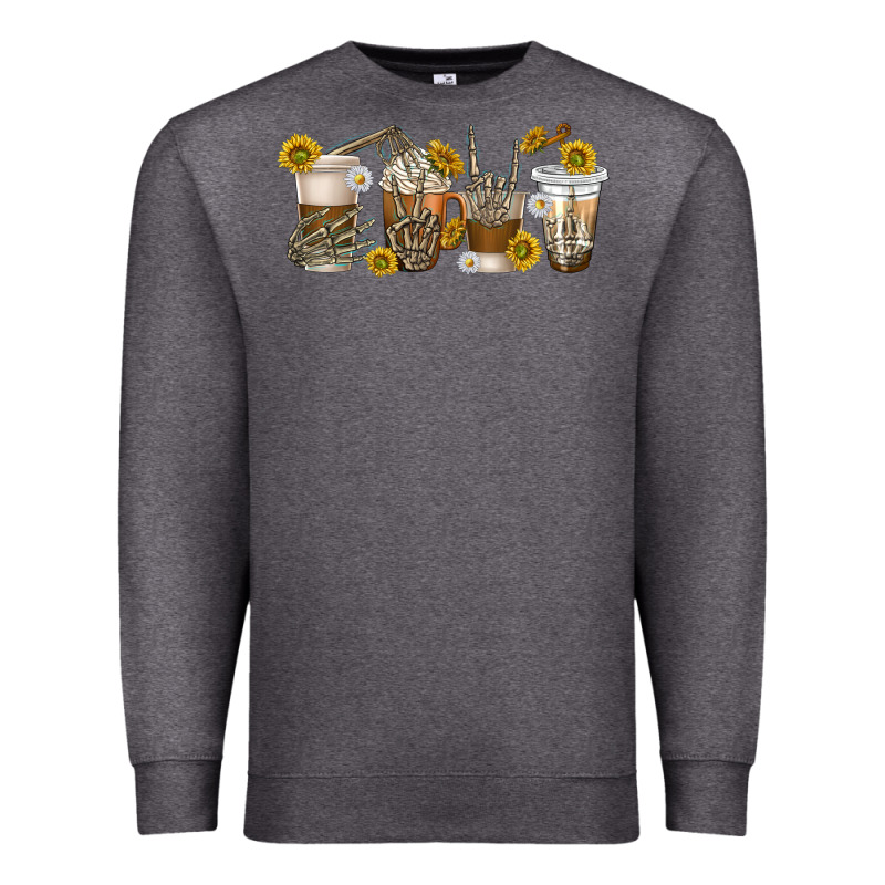 Skeleton Hands Coffee Cups Premium Sweatshirt by texasbilliewilder | Teevron
