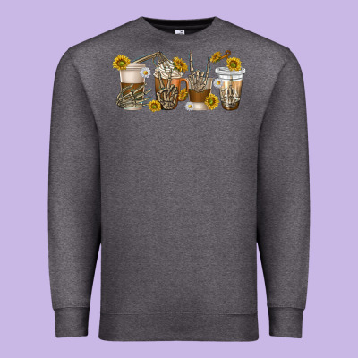 Premium Sweatshirt skeleton hands coffee cups