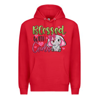 Red blessed with girls Premium Hoodie - JahusDesignShop