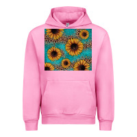 Fuchsia Pink sunflower turquoise glitter Urban Hoodie - JahusDesignShop