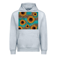 Heather Grey sunflower turquoise glitter Urban Hoodie - JahusDesignShop