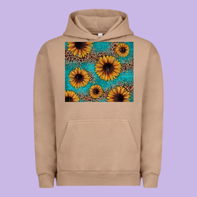 Sunflower Turquoise Glitter Urban Hoodie Designed By Jahusdesignshop