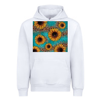 White sunflower turquoise glitter Urban Hoodie - JahusDesignShop