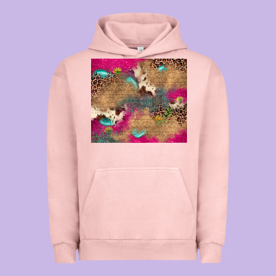 Pink Glitter Leopard Sunflower Gemstone Urban Hoodie Designed By Jahusdesignshop