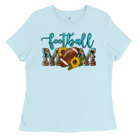 Baby Blue western leopard camouflage sunflowers  glitter mom football Ladies Tee - Artiststas