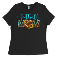 Black western leopard camouflage sunflowers  glitter mom football Ladies Tee - Artiststas