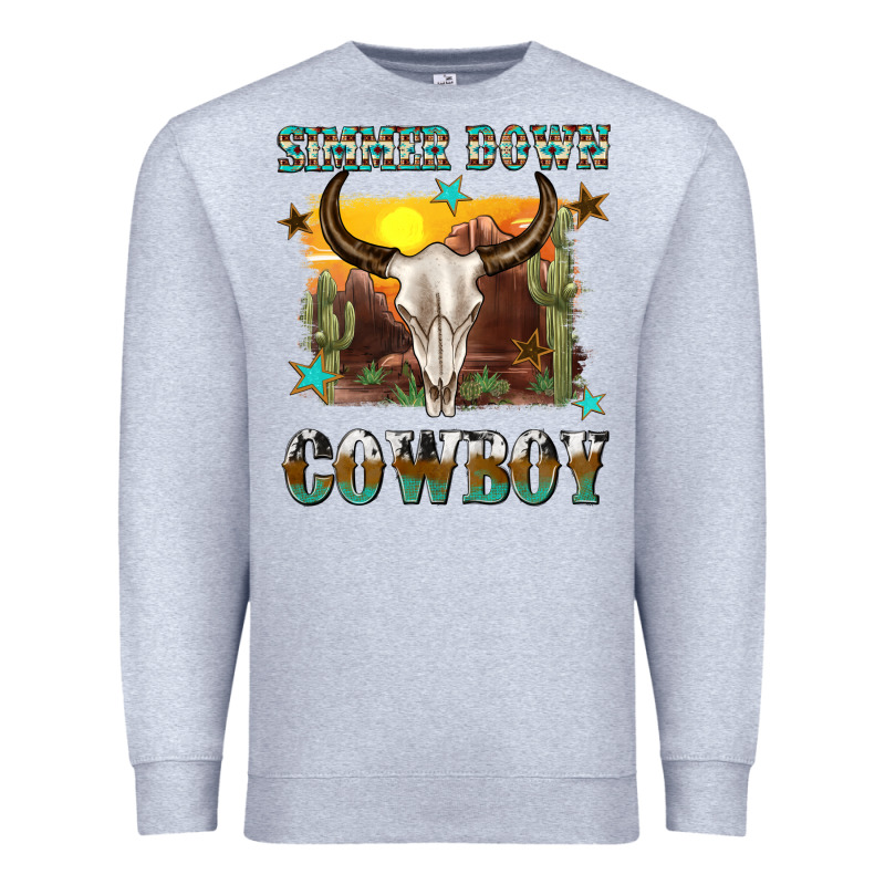 Simmer Down Cowboy Premium Sweatshirt by texasbilliewilder | Teevron