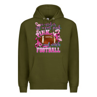 Army Green in october we wear pink and watch football Premium Hoodie - AdoDesignShop
