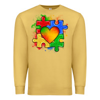 Antique Gold autism puzzle pieces heart Premium Sweatshirt - Zillion Design Studio