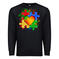 Black autism puzzle pieces heart Premium Sweatshirt - Zillion Design Studio