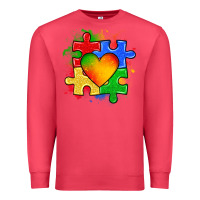 Cardinal autism puzzle pieces heart Premium Sweatshirt - Zillion Design Studio