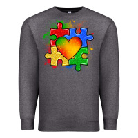 Charcoal Heather autism puzzle pieces heart Premium Sweatshirt - Zillion Design Studio