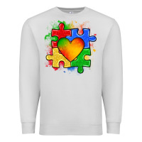 Dove Grey autism puzzle pieces heart Premium Sweatshirt - Zillion Design Studio
