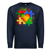 Navy autism puzzle pieces heart Premium Sweatshirt - Zillion Design Studio