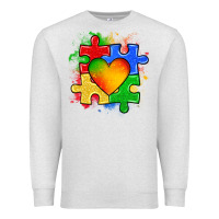 Oatmeal Heather autism puzzle pieces heart Premium Sweatshirt - Zillion Design Studio
