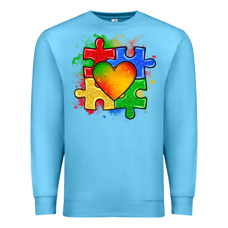 Autism Puzzle Pieces Heart Premium Sweatshirt by Zillion Design Studio | Teevron