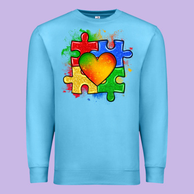 Autism Puzzle Pieces Heart Premium Sweatshirt Designed By Zillion Design Studio