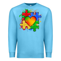 Ocean Blue autism puzzle pieces heart Premium Sweatshirt - Zillion Design Studio