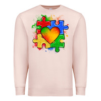 Pale Pink autism puzzle pieces heart Premium Sweatshirt - Zillion Design Studio