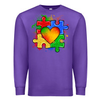 Purple autism puzzle pieces heart Premium Sweatshirt - Zillion Design Studio