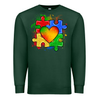 Sports Green autism puzzle pieces heart Premium Sweatshirt - Zillion Design Studio