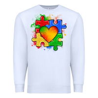 White autism puzzle pieces heart Premium Sweatshirt - Zillion Design Studio