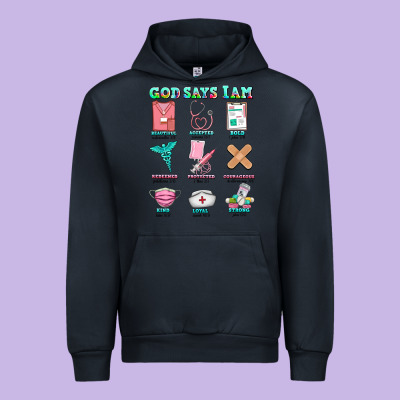 Nurse God Says I Am  Nurse Elements Urban Hoodie Designed By Adodesignshop