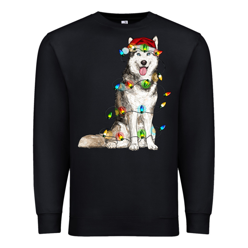 Husky Christmas Lights Premium Sweatshirt by RanaPortraitStore | Teevron