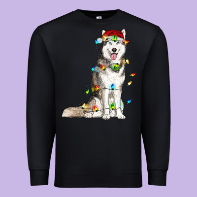 Premium Sweatshirt Husky Christmas Lights