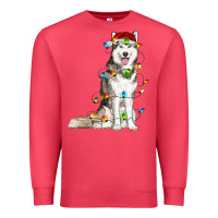 Cardinal Husky Christmas Lights Premium Sweatshirt - RanaPortraitStore