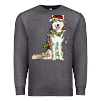 Charcoal Heather Husky Christmas Lights Premium Sweatshirt - RanaPortraitStore