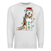 Oatmeal Heather Husky Christmas Lights Premium Sweatshirt - RanaPortraitStore