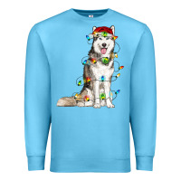 Ocean Blue Husky Christmas Lights Premium Sweatshirt - RanaPortraitStore