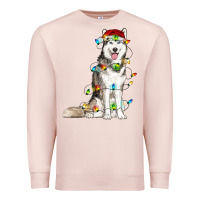 Pale Pink Husky Christmas Lights Premium Sweatshirt - RanaPortraitStore