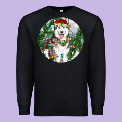 Premium Sweatshirt husky and farm ornament