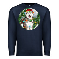 Navy husky and farm ornament Premium Sweatshirt - RanaPortraitStore