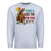 Heather Grey take a ride on the wild side with rodeo Premium Sweatshirt - texasbilliewilder