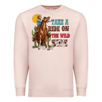 Pale Pink take a ride on the wild side with rodeo Premium Sweatshirt - texasbilliewilder