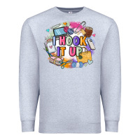 Heather Grey i hook it up  sewing Premium Sweatshirt - Zillion Design Studio